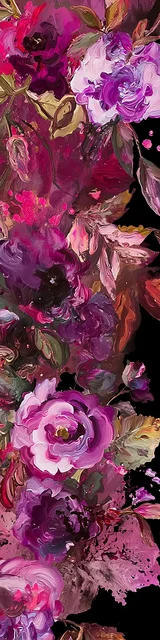 Free flower bookmark featuring magenta flowers in an oil painting style